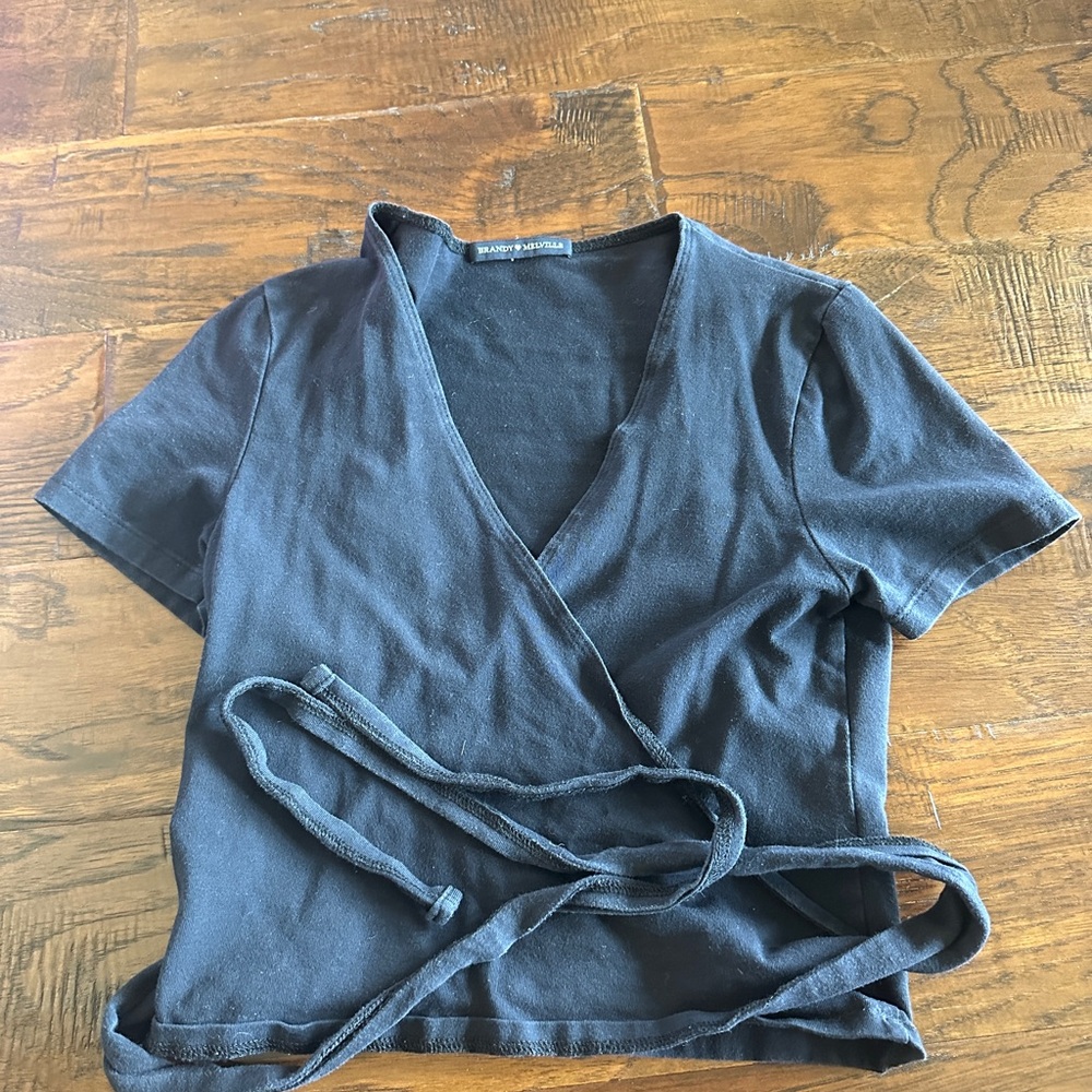 Black Wrap Top Brandy Melville
